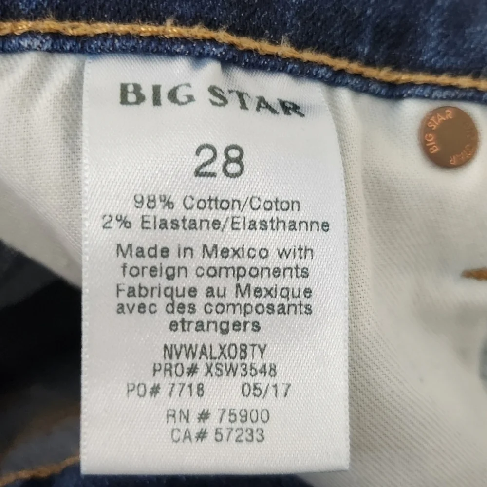 Big Star‎ Jeans Womens 28 Blue Alex Skinny Mid Rise Dark Wash Denim Stretch
